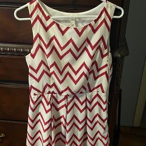 Red and white chevron dress